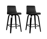 Set of 2 Wooden Bar Stool - Black
